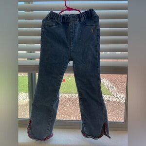 Polo ralph lauren，Girls Dark Wash Denim Pants with Embroidered，little girl 8year
